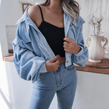 Load image into Gallery viewer, FANCYINN Women's Long Sleeve Pocket Front Button Up Crop Corduroy Jacket