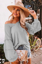 Load image into Gallery viewer, FANCYINN Women's Oversized Off Shoulder Pullover Tops Long Sleeve Loose Fit Waffle Knit Tops