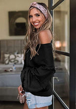 Load image into Gallery viewer, FANCYINN Women's Oversized Off Shoulder Pullover Tops Long Sleeve Loose Fit Waffle Knit Tops