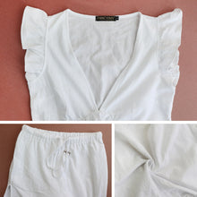 Load image into Gallery viewer, Womens 2 Pieces Outfits Set Ruffle Crop Top Drawstring Side Split Wide Leg Pants