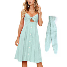Load image into Gallery viewer, Womens Dresses Summer Tie Front Spaghetti Strap A-Line Backless Swing Midi Dress