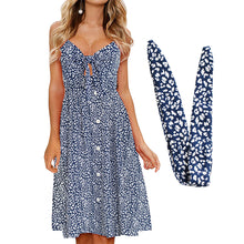 Load image into Gallery viewer, Womens Dresses Summer Tie Front Spaghetti Strap A-Line Backless Swing Midi Dress