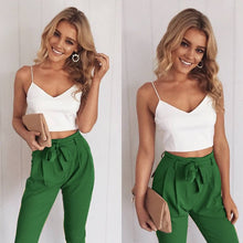 Load image into Gallery viewer, Women 2Pcs Set Skinny Crop Top Slim Trousers Sleeveless Jumpsuit Mini Playsuit