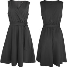 Load image into Gallery viewer, FANCYINN Womens Wrap Dress Sleeveless A-Line V-Neck Cocktail Swing Dresses with Pockets and Belt
