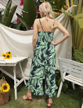 Load image into Gallery viewer, FANCYINN Womens Floral Loose Jumpsuits Rompers Spaghetti Strap Deep V Wide Leg Pants Ruffled Irregular Hem Summer Casual
