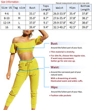 Load image into Gallery viewer, Women Off Shoulder 2 Pieces Outfits Tracksuit Strapless Crop Tops Sweatpants Set
