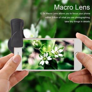 JERTHIS Pro Lens Kit for iPhone and Android, Macro and Wide Angle Lens with LED Light and Travel Case