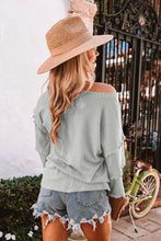 Load image into Gallery viewer, FANCYINN Women&#39;s Oversized Off Shoulder Pullover Tops Long Sleeve Loose Fit Waffle Knit Tops
