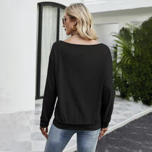 Load image into Gallery viewer, FANCYINN Women Sweatershirt Halloween It&#39;s Never Too Early For Halloween Printed Off Shoulder Pullover Casual Graphic Fall Long Sleeve T Shirt Tops
