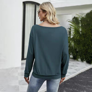FANCYINN Women Sweatershirt Halloween It's Never Too Early For Halloween Printed Off Shoulder Pullover Casual Graphic Fall Long Sleeve T Shirt Tops