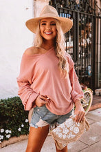 Load image into Gallery viewer, FANCYINN Women&#39;s Oversized Off Shoulder Pullover Tops Long Sleeve Loose Fit Waffle Knit Tops
