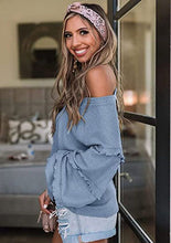 Load image into Gallery viewer, FANCYINN Women&#39;s Oversized Off Shoulder Pullover Tops Long Sleeve Loose Fit Waffle Knit Tops
