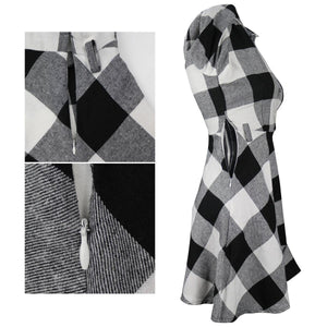 Ladies Autumn Plaid Checks Slim Long Sleeve Casual Mini Tunic Shirt Tartan Dress