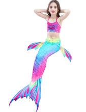 Load image into Gallery viewer, Swimmable Mermaid tails 3Pcs monofin Bikini Girls kids Cosplay Gift Swimwear
