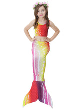 Load image into Gallery viewer, Swimmable Mermaid tails 3Pcs monofin Bikini Girls kids Cosplay Gift Swimwear
