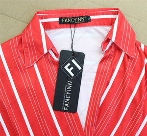 Women 2 Piece Outfit Dress Set Stripe Open Front Crop Top Button Down Mini Skirt
