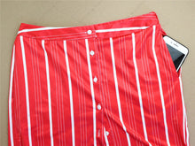 Load image into Gallery viewer, Women 2 Piece Outfit Dress Set Stripe Open Front Crop Top Button Down Mini Skirt
