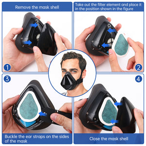 JERTHIS Dust Face Mask with Extra 6 Activated Carbon Filters for Woodworking Construction Mowing Cycling