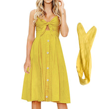 Load image into Gallery viewer, Womens Dresses Summer Tie Front Spaghetti Strap A-Line Backless Swing Midi Dress
