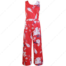 Load image into Gallery viewer, Womens Floral Prints Bow Tie Back Sleeveless High Waist Jumpsuit Romper Wide Leg
