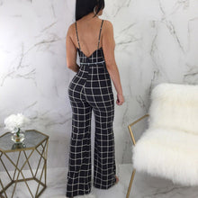 Load image into Gallery viewer, Sexy Women&#39;s Spaghetti Strap Plaid Backless Wide Leg Jumpsuit Overalls with Belt
