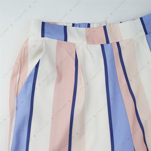 Women 2 Piece Striped Outfits Tie Back Crop Cami Top Wide Leg Pants 2 Pcs Set