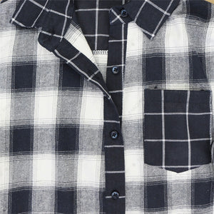 Women Classic Plaid Shirt Dress Long Sleeve Button Down Checkered Dresses Pocket