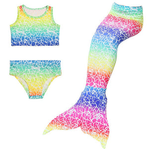 Kids Girls 3Pcs Mermaid Tail Swimming Bikini Set Swimwear Sparkle Swimmable
