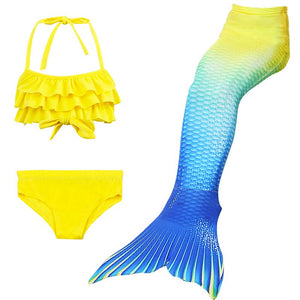 Kids Girls 3Pcs Mermaid Tail Swimming Bikini Set Swimwear Sparkle Swimmable