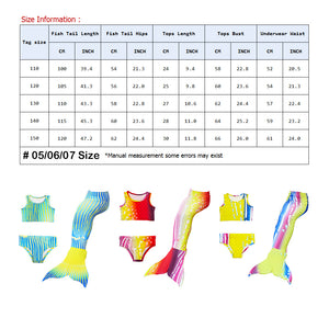 Swimmable Mermaid tails 3Pcs monofin Bikini Girls kids Cosplay Gift Swimwear